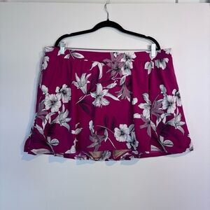 Cacique Fuchsia and White Floral Swim Skirt